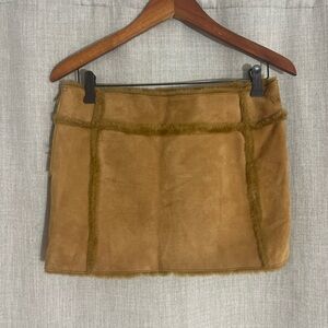 Women’s Festival Y2K UGG Australia Suede Fur Lined Mini Skirt Brown Size Small